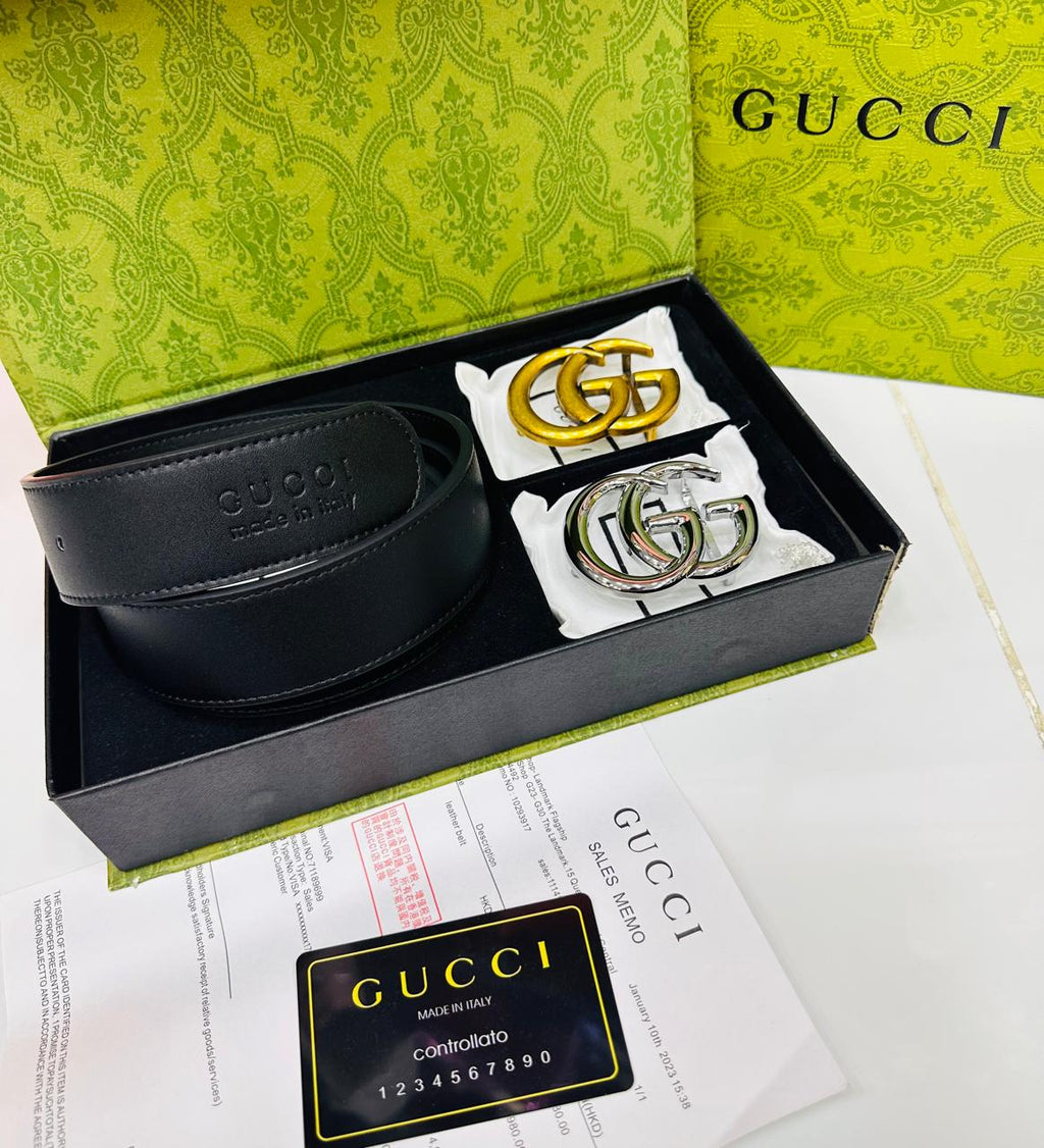 Double logo belt for men