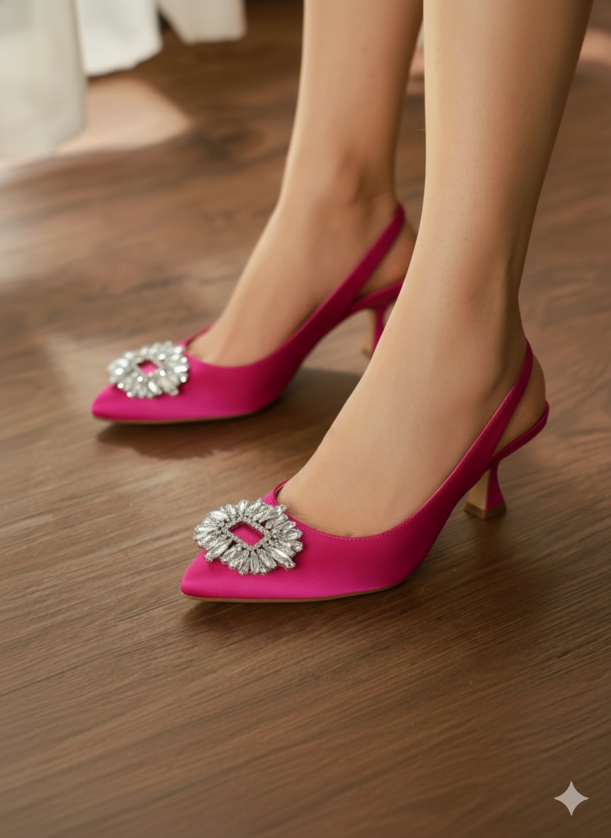 Stone flower heel